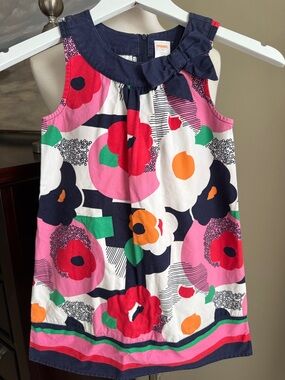 Gymboree Navy Bow Floral Print Dress with Pink, Red, Orange & Green 2013 release